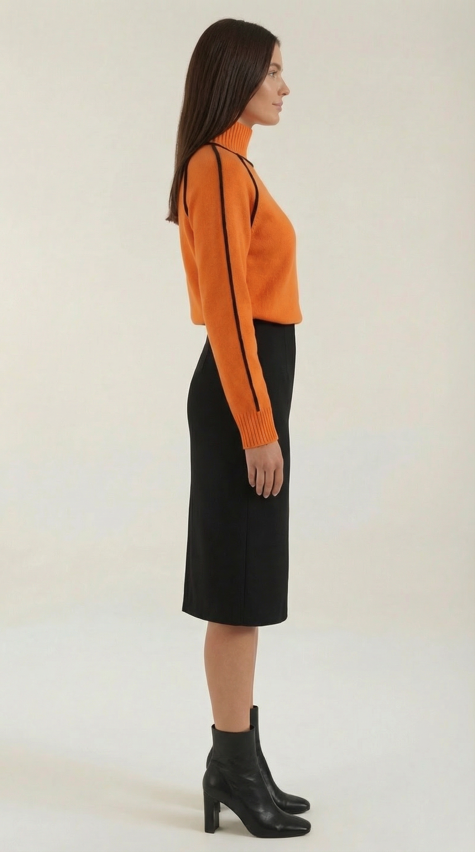 High-neck sweater with contrast detailing