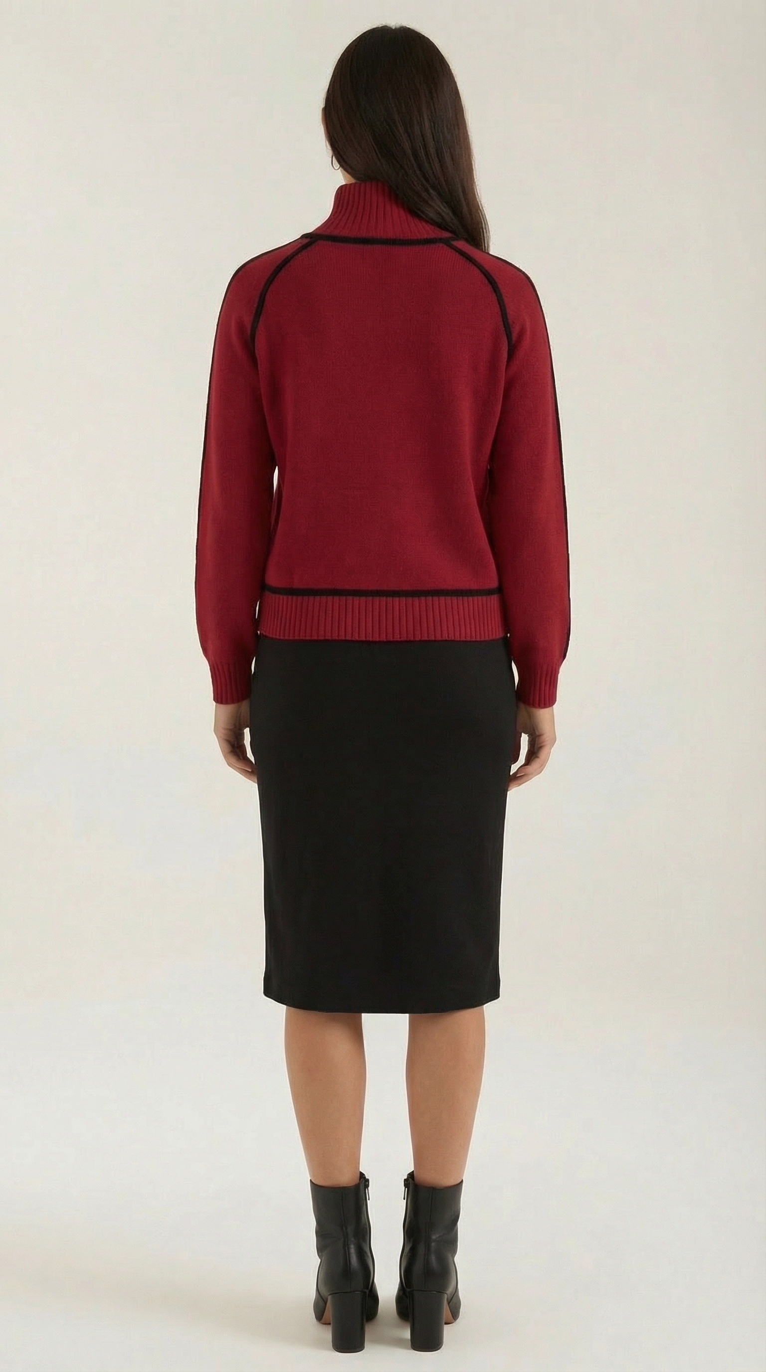 High-neck sweater with contrast detailing