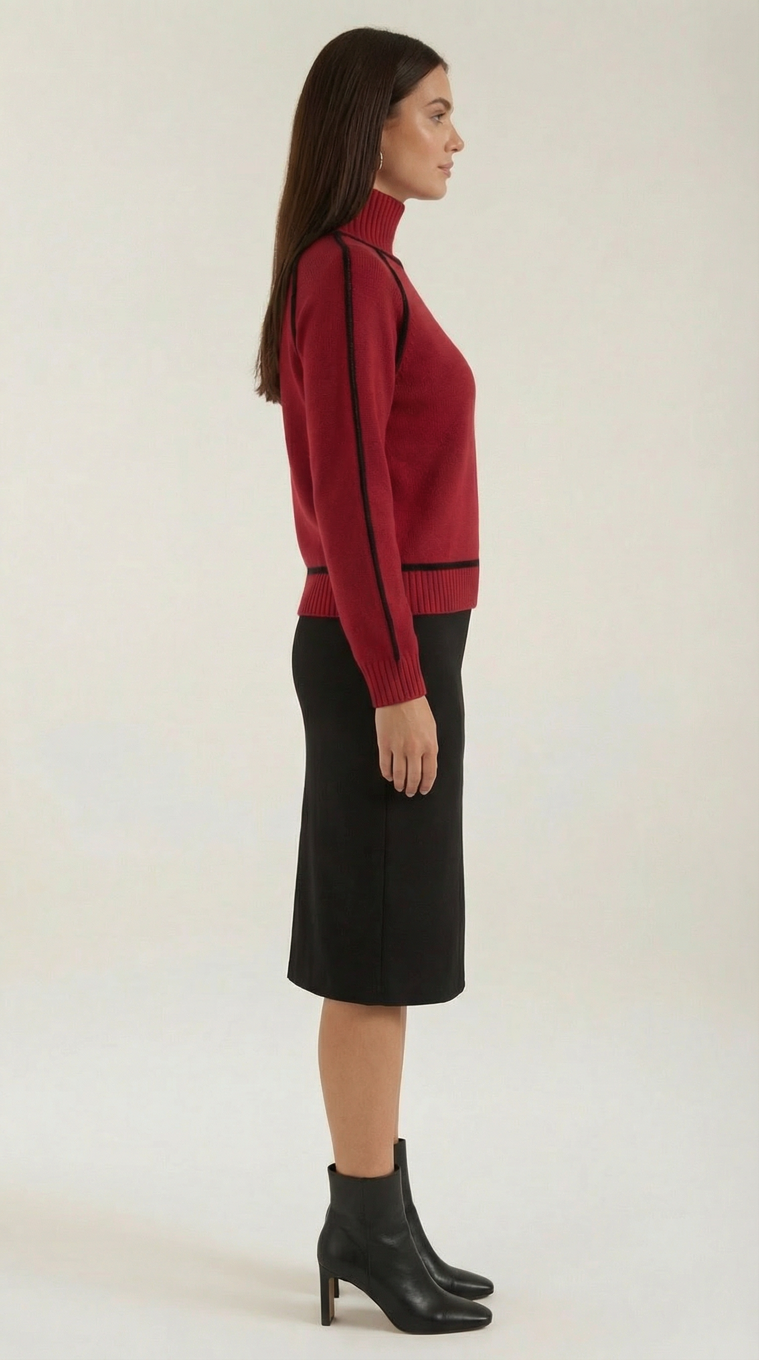 High-neck sweater with contrast detailing