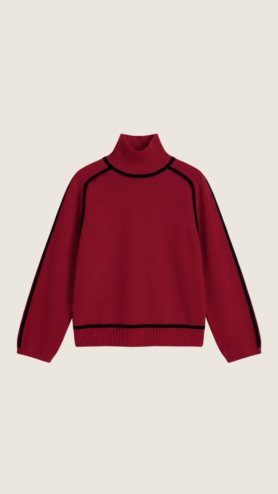 High-neck sweater with contrast detailing