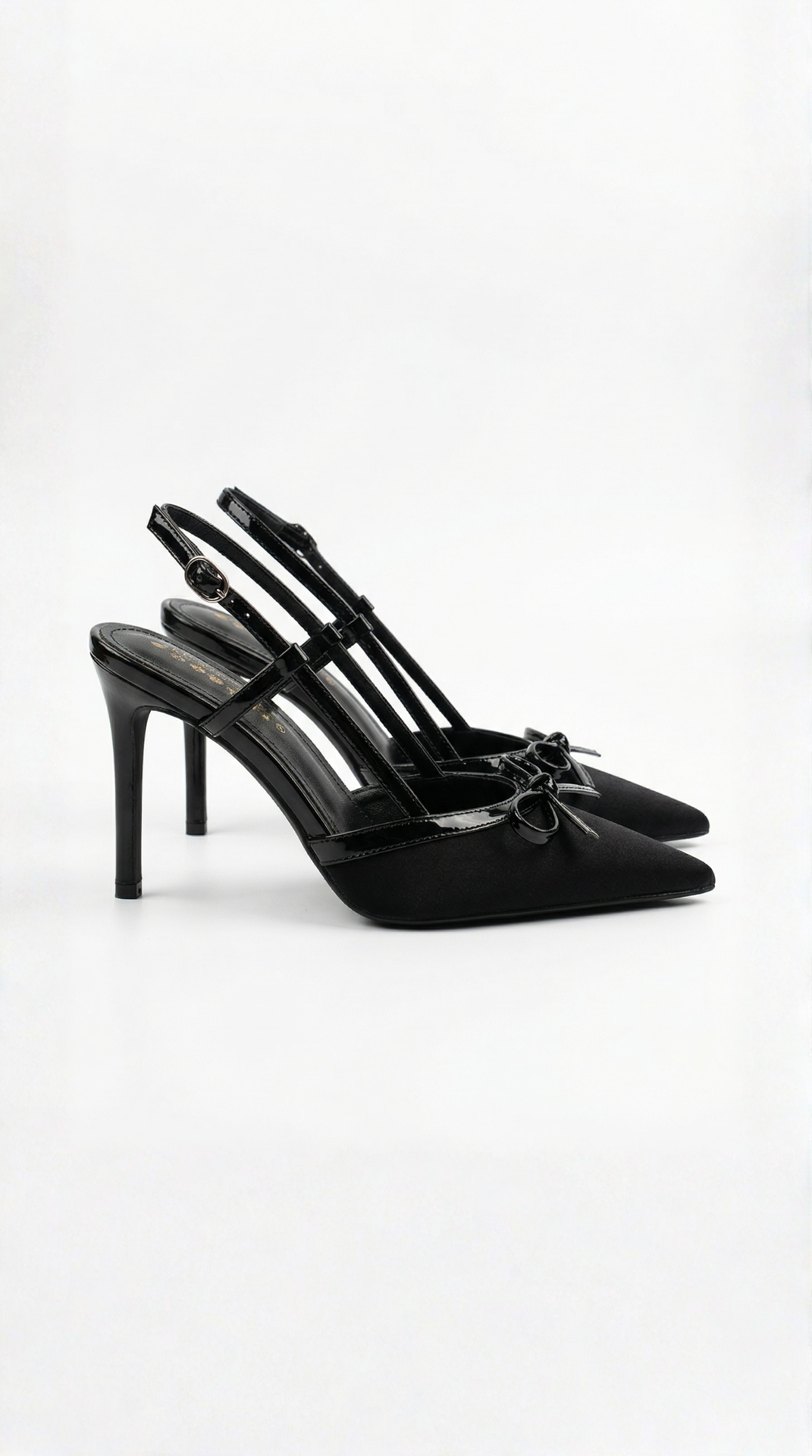 Rebecca Satin Heels with Bow Detail