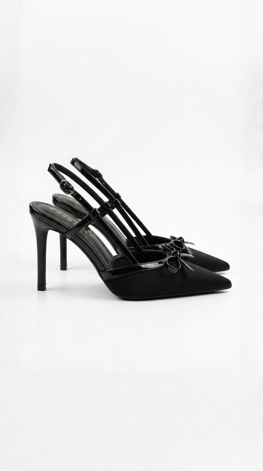 Rebecca Satin Heels with Bow Detail