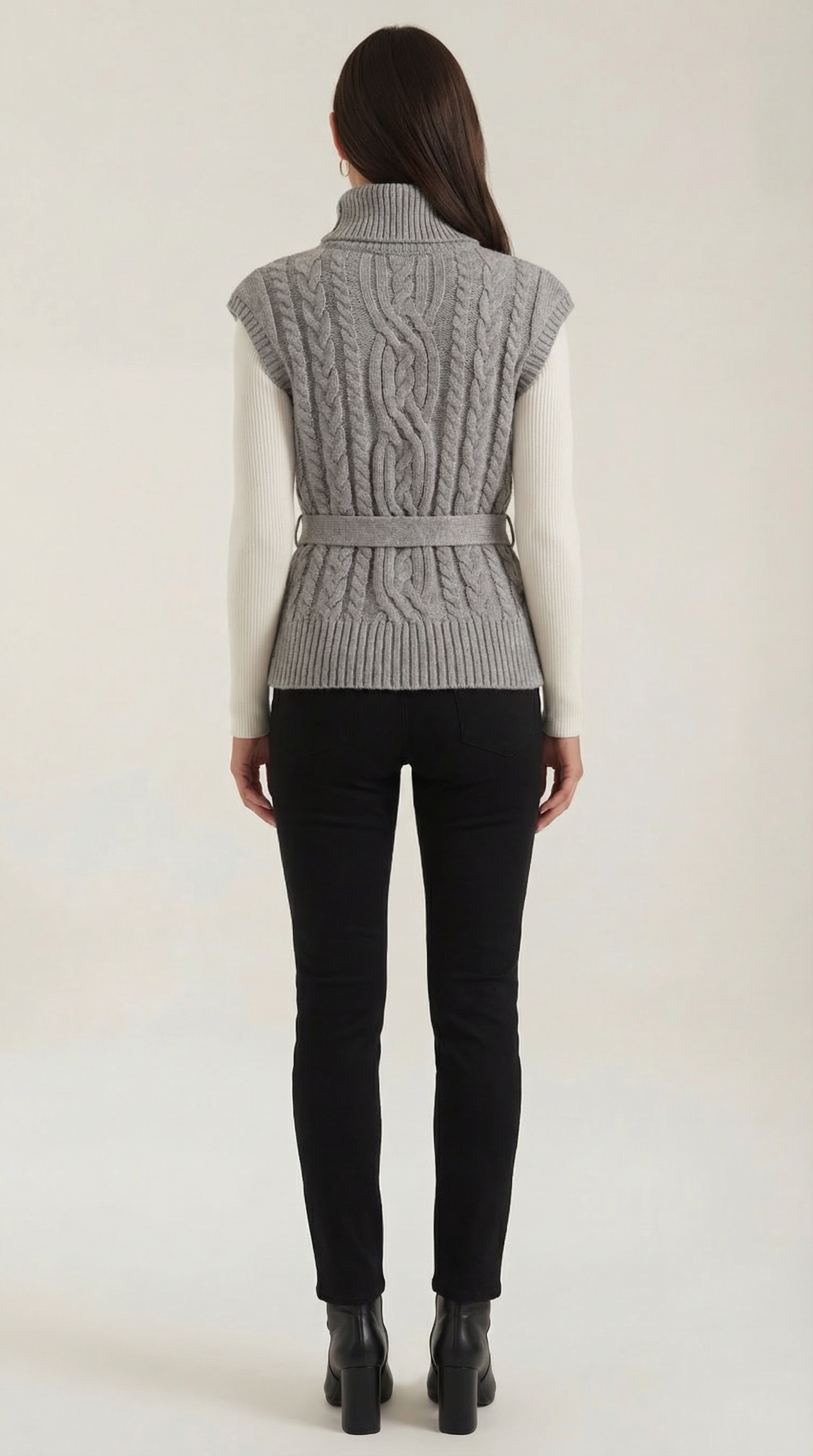 Wendy high neck cable knit vest