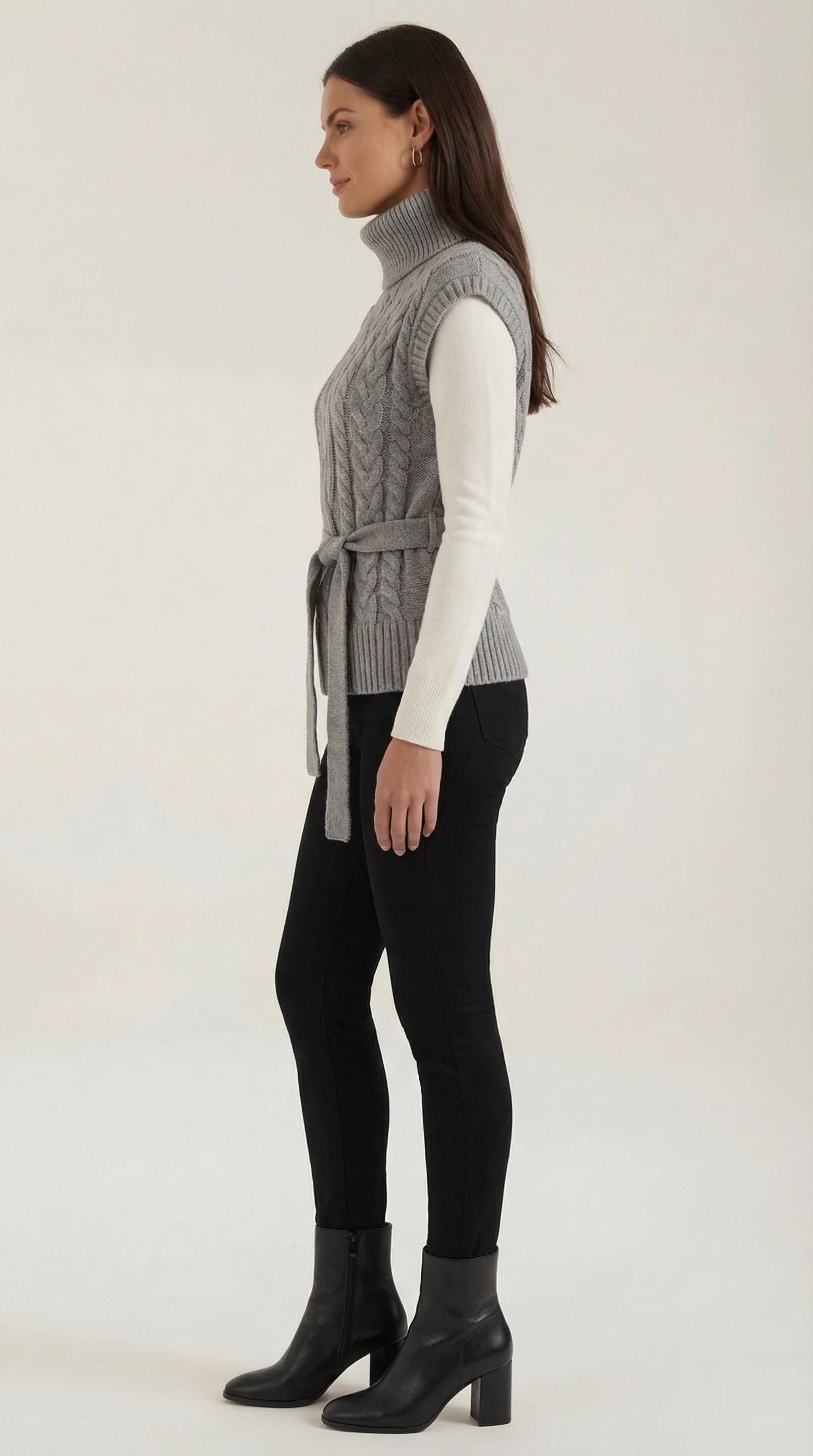 Wendy high neck cable knit vest