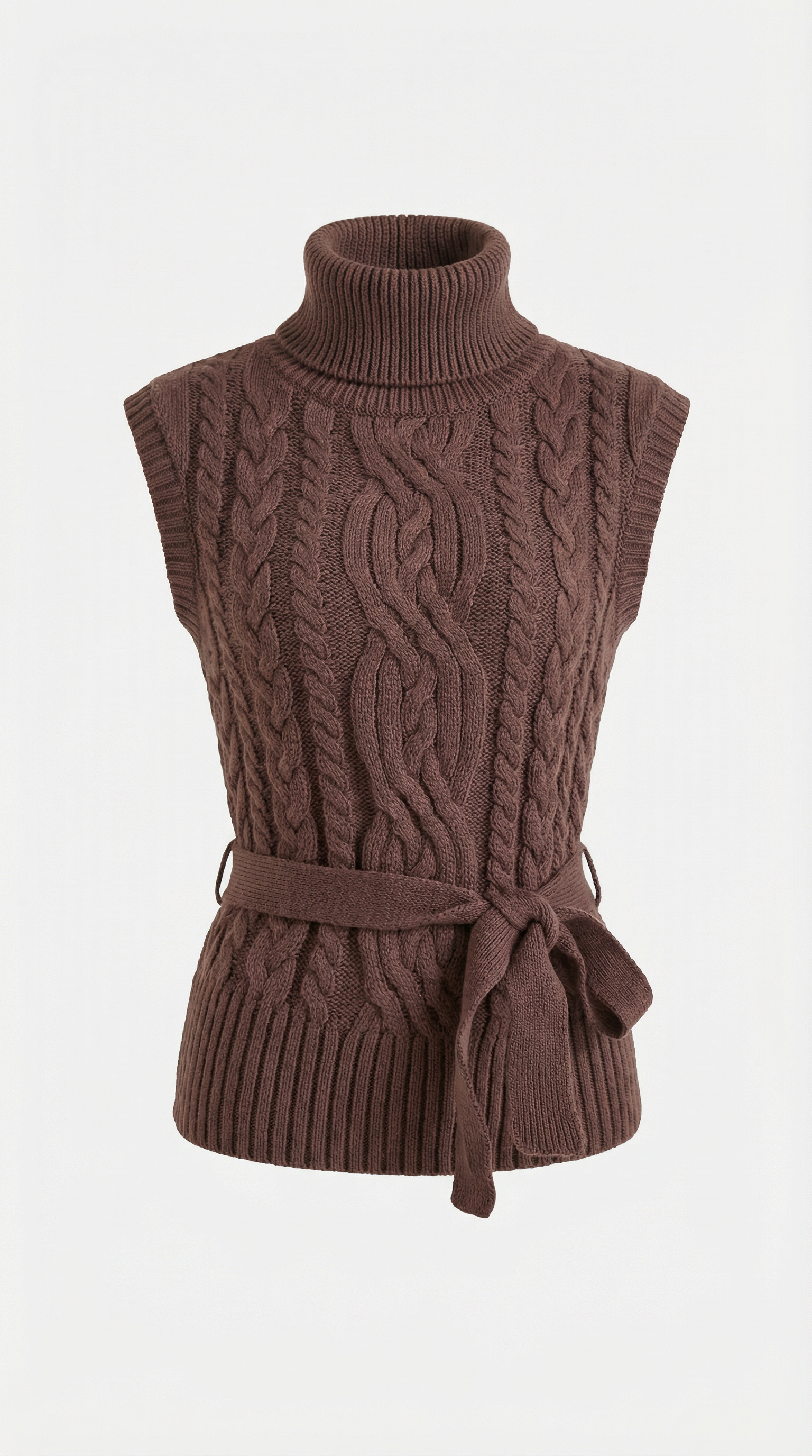 Wendy high neck cable knit vest