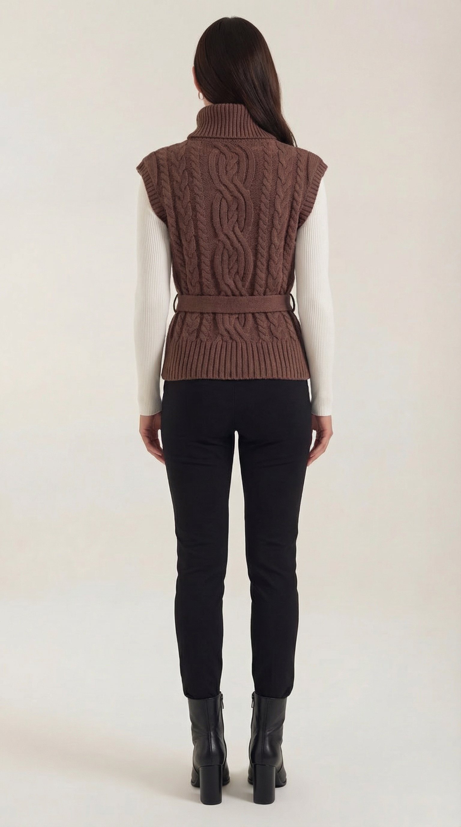 Wendy high neck cable knit vest