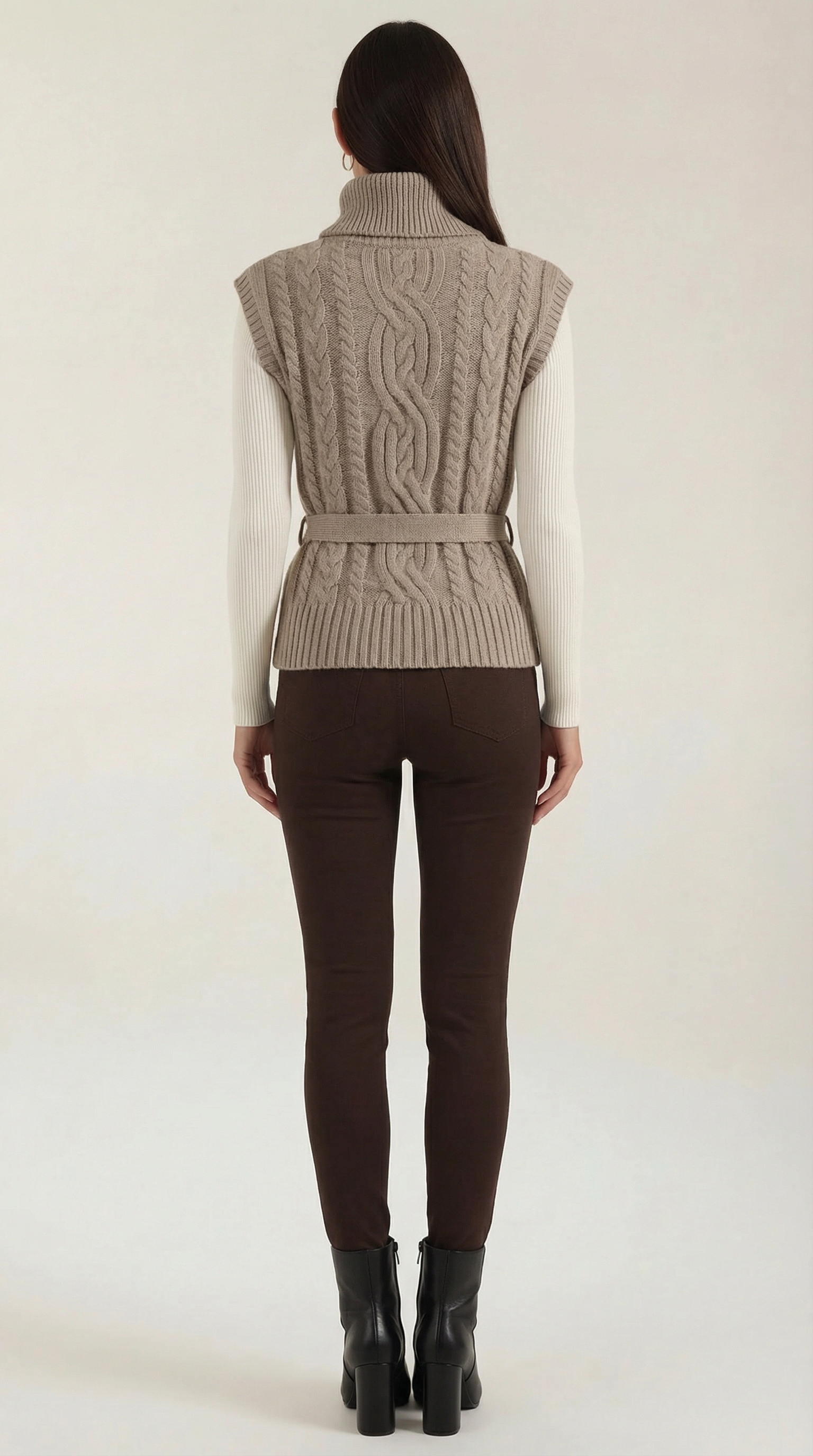 Wendy high neck cable knit vest