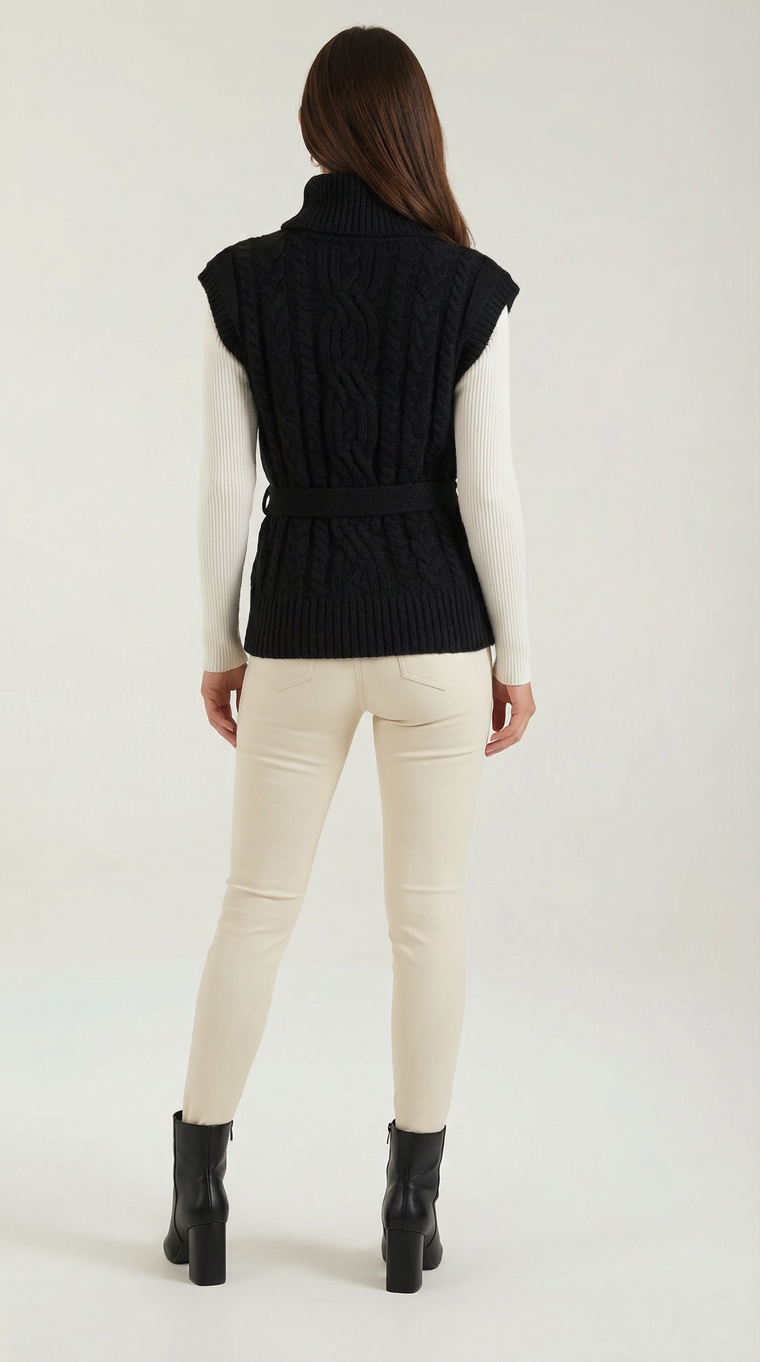 Wendy high neck cable knit vest
