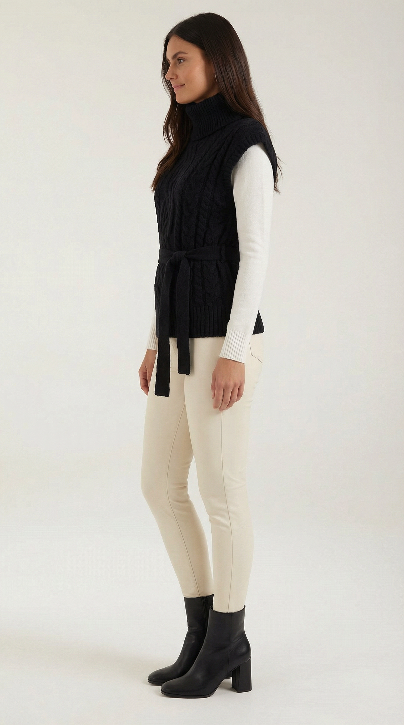 Wendy high neck cable knit vest