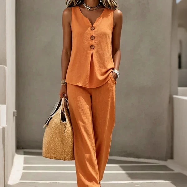 Crema | Conjunto Amplio de Dos Piezas