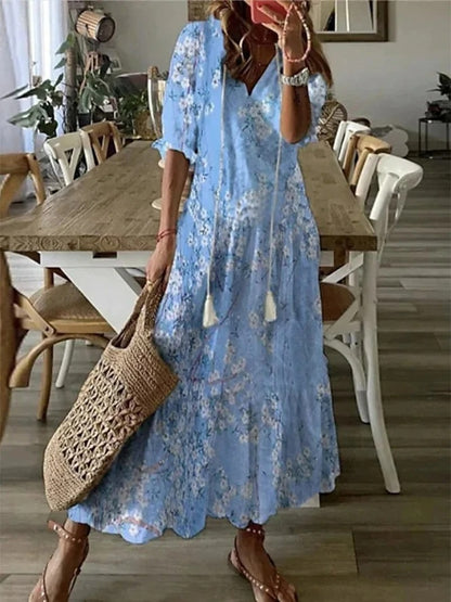Eliora | Vestido largo bohemio con escote en V