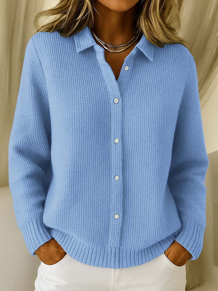 Amelia | Cárdigan de Suéter de Punto Texturizado con Cuello para Mujer